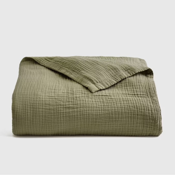 NWT QUINCE Organic Airy Gauze Blanket Full/Queen Olive 0044 - Picture 1 of 8